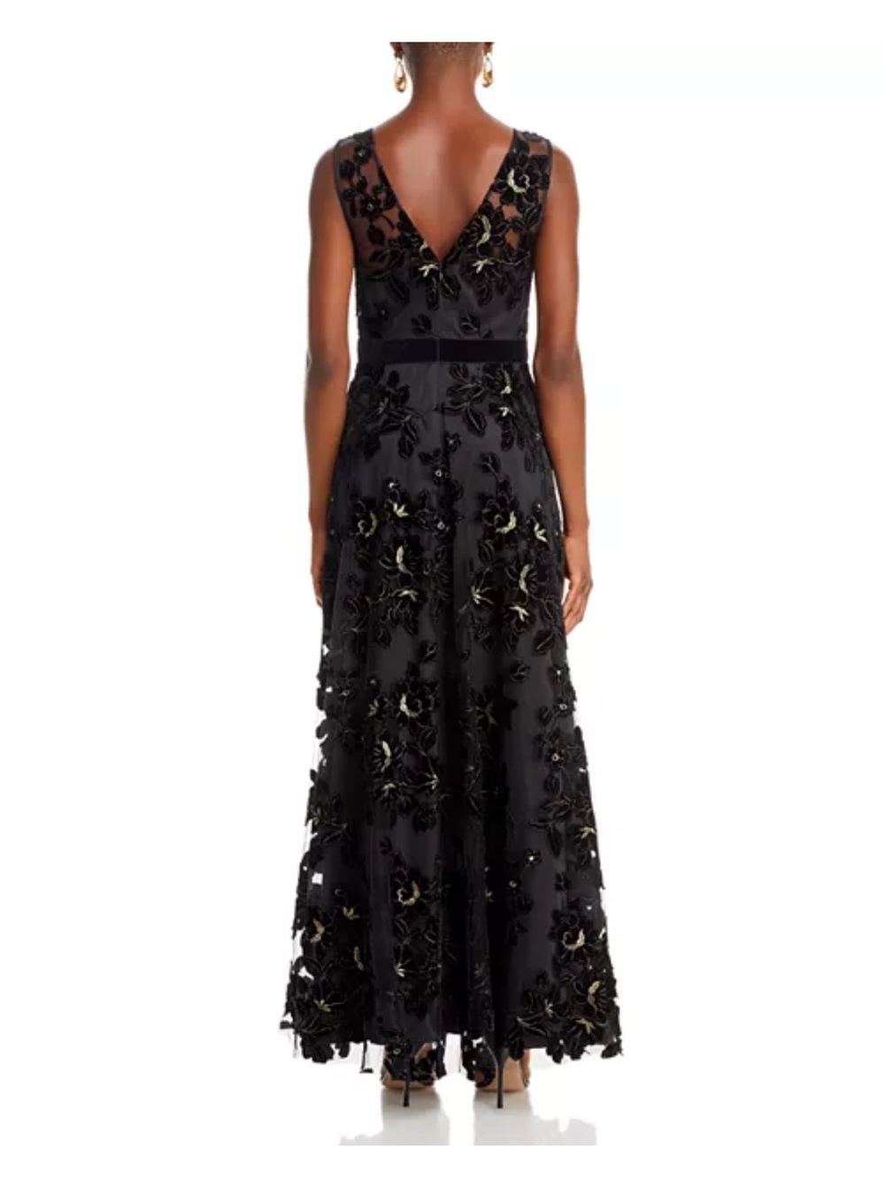 Eliza J Black Flocked Tulle Maxi Gown - Picture 3 of 6